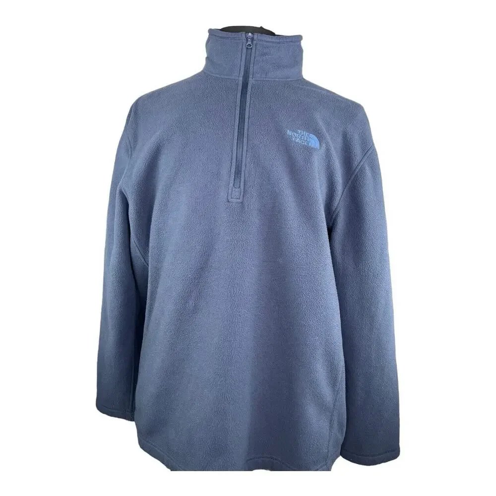 North Face Sweater Mens Blue XL Pullover 1/2 Zip Mock‎ Neck Knit EUC